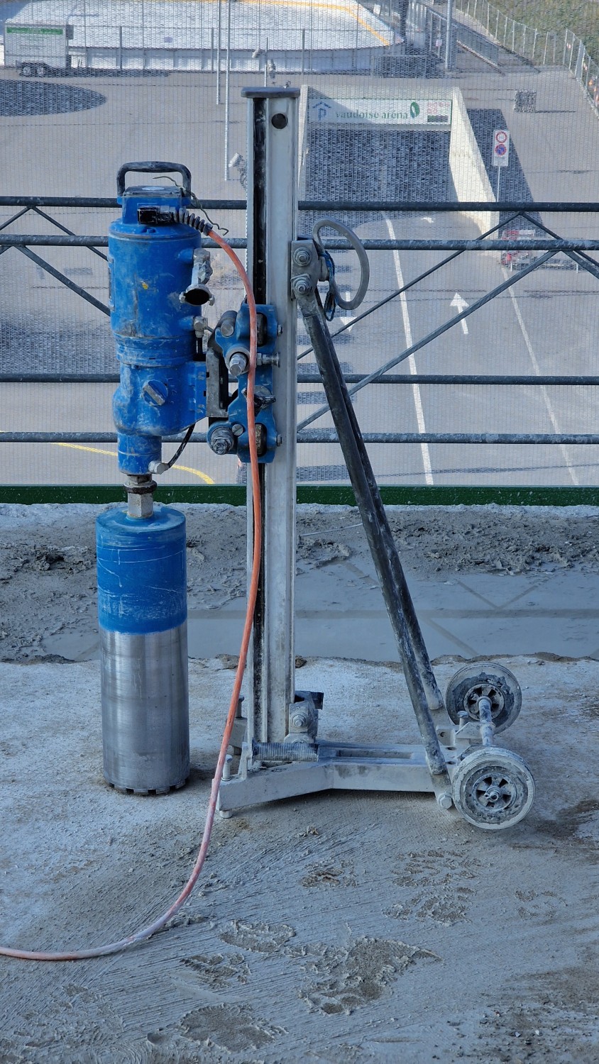 Core-drilling equipment used to take cylindrical samples.